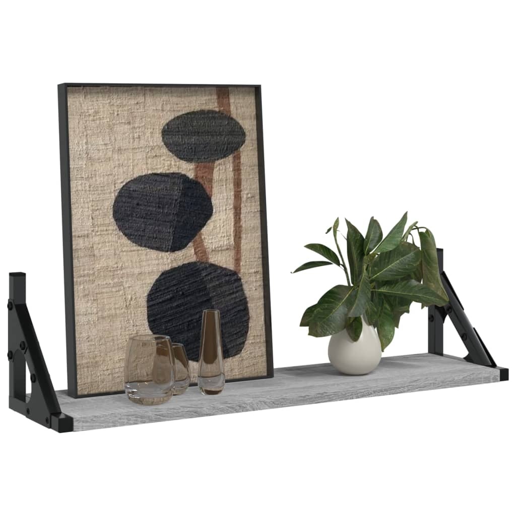 VidaXL Wandschappen 2 st 60x15x15,5 cm grijs sonoma eikenkleurig