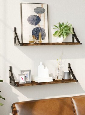 VidaXL Wandschappen 2 st 60x15x15,5 cm gerookt eikenkleurig