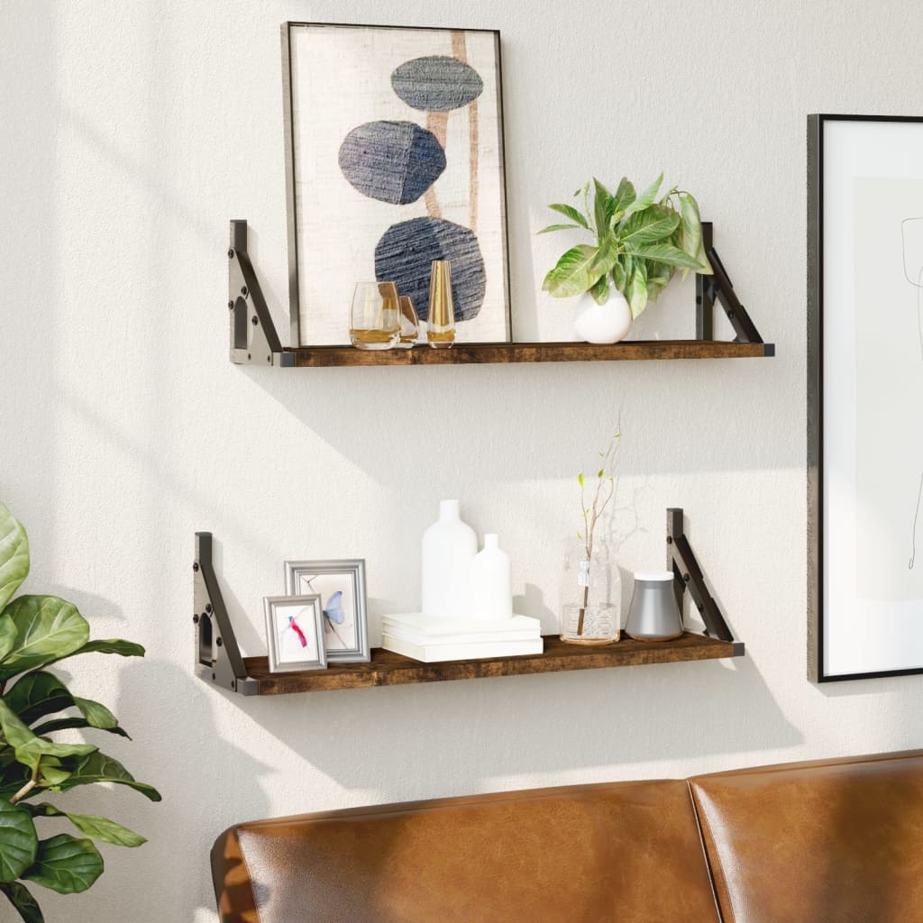 VidaXL Wandschappen 2 st 60x15x15,5 cm gerookt eikenkleurig