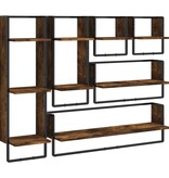 VidaXL 6-delige Wandschappenset met stangen bewerkt hout gerookt eiken