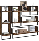 VidaXL 6-delige Wandschappenset met stangen bewerkt hout gerookt eiken
