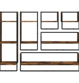 VidaXL 6-delige Wandschappenset met stangen bewerkt hout gerookt eiken