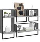 VidaXL 4-delige Wandschappenset met stangen bewerkt hout grijs sonoma