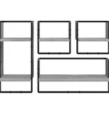 VidaXL 4-delige Wandschappenset met stangen bewerkt hout grijs sonoma