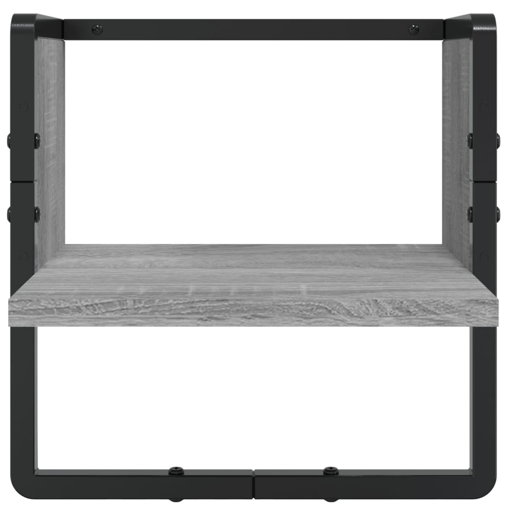 VidaXL 4-delige Wandschappenset met stangen bewerkt hout grijs sonoma