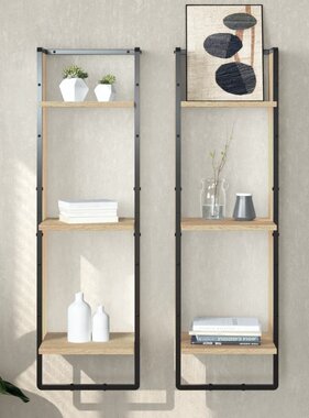 VidaXL Wandrek 3-laags 30x25x100 cm bewerkt hout sonoma eikenkleurig