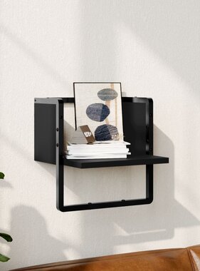 VidaXL Wandschap met stang 30x25x30 cm zwart