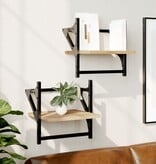 VidaXL Wandschappen met stangen 2 st 30x25x30 cm sonoma eikenkleurig