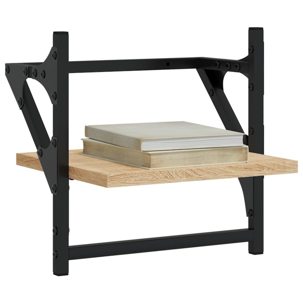 VidaXL Wandschappen met stangen 2 st 30x25x30 cm sonoma eikenkleurig