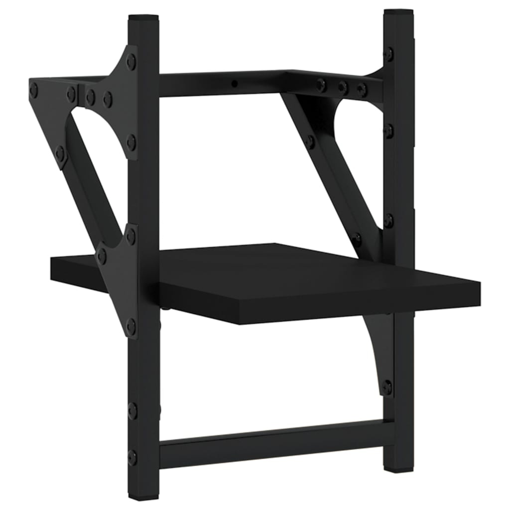 VidaXL Wandschappen met stangen 2 st 20x25x30 cm zwart