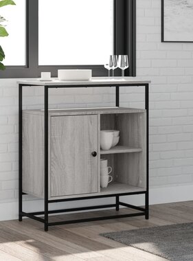 VidaXL Dressoir 69x35x80 cm bewerkt hout grijs sonoma eikenkleurig