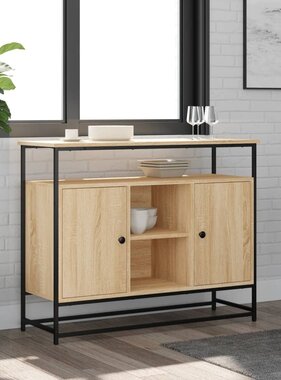 VidaXL Dressoir 100x35x80 cm bewerkt hout sonoma eikenkleurig