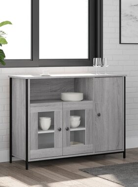 VidaXL Dressoir 100x35x75 cm bewerkt hout grijs sonoma
