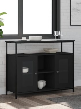 VidaXL Dressoir 100x35x80 cm bewerkt hout zwart