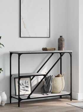 VidaXL Wandtafel 88,5x30x75 cm bewerkt hout grijs sonoma eikenkleurig