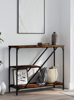 VidaXL Wandtafel 88,5x30x75 cm bewerkt hout gerookt eikenkleurig