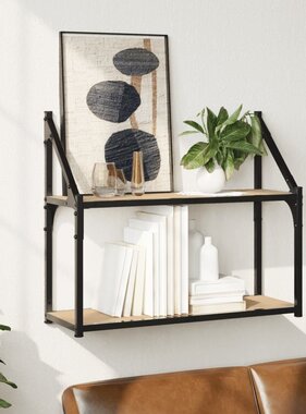 VidaXL Wandrek 2-laags 60x21x51 cm bewerkt hout sonoma eikenkleurig