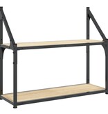 VidaXL Wandrek 2-laags 60x21x51 cm bewerkt hout sonoma eikenkleurig