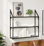 VidaXL Wandrek 3-laags 80x21x78,5 cm bewerkt hout grijs sonoma