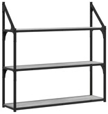 VidaXL Wandrek 3-laags 80x21x78,5 cm bewerkt hout grijs sonoma