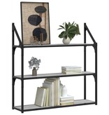 VidaXL Wandrek 3-laags 80x21x78,5 cm bewerkt hout grijs sonoma