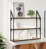 VidaXL Wandrek 3-laags 80x21x78,5 cm bewerkt hout sonoma eikenkleurig