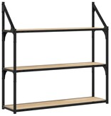 VidaXL Wandrek 3-laags 80x21x78,5 cm bewerkt hout sonoma eikenkleurig