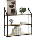 VidaXL Wandrek 3-laags 80x21x78,5 cm bewerkt hout sonoma eikenkleurig