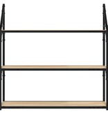 VidaXL Wandrek 3-laags 80x21x78,5 cm bewerkt hout sonoma eikenkleurig