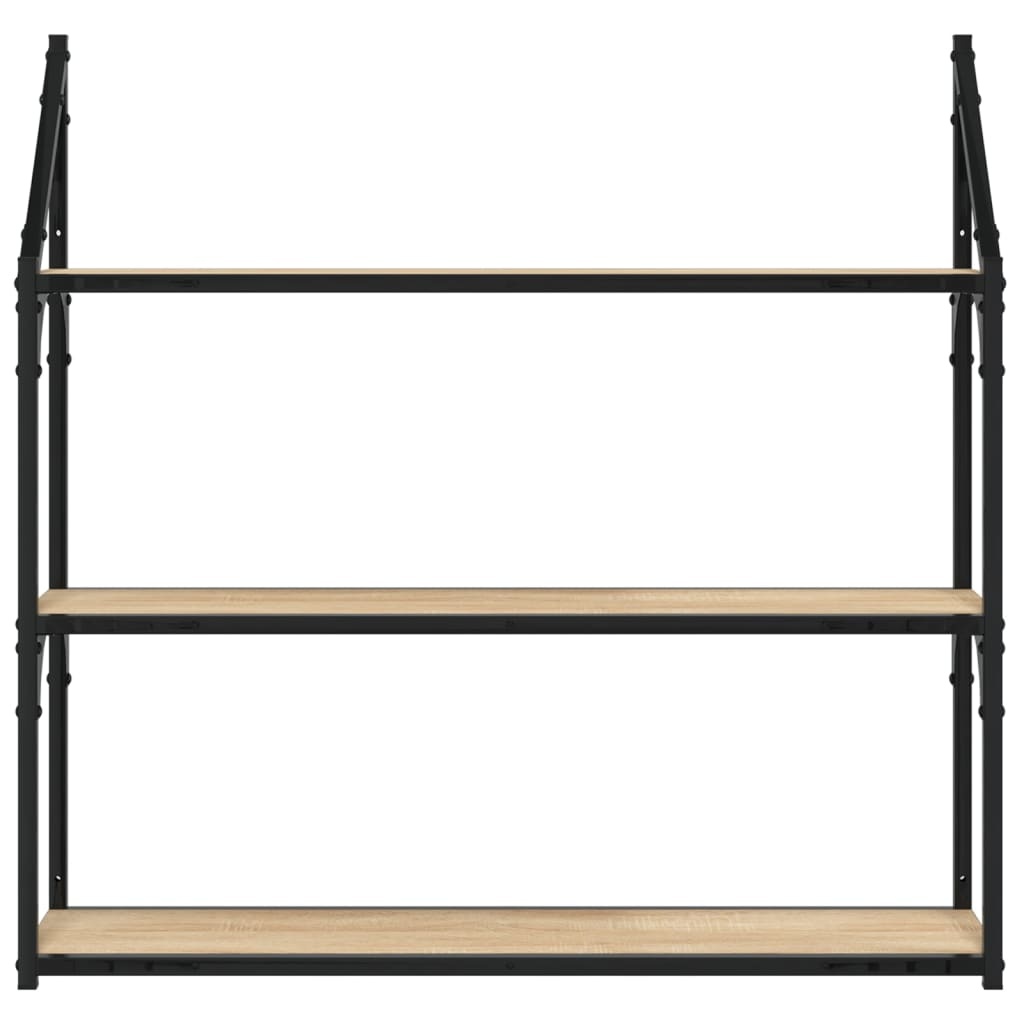 VidaXL Wandrek 3-laags 80x21x78,5 cm bewerkt hout sonoma eikenkleurig