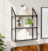 VidaXL Wandrek 3-laags 60x21x78,5 cm bewerkt hout grijs sonoma