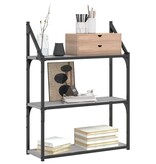 VidaXL Wandrek 3-laags 60x21x78,5 cm bewerkt hout grijs sonoma