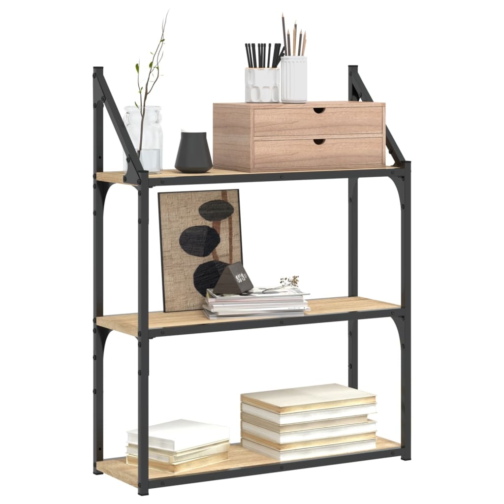 VidaXL Wandrek 3-laags 60x21x78,5 cm bewerkt hout sonoma eikenkleurig