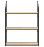VidaXL Wandrek 3-laags 60x21x78,5 cm bewerkt hout sonoma eikenkleurig