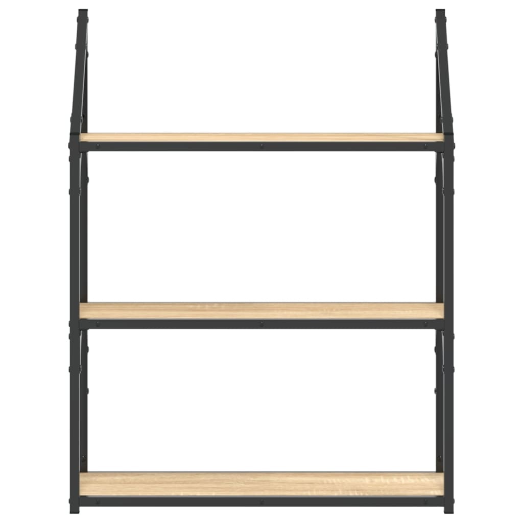 VidaXL Wandrek 3-laags 60x21x78,5 cm bewerkt hout sonoma eikenkleurig