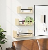 VidaXL 3-delige Wandschappenset met stangen bewerkt hout sonoma eiken