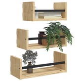 VidaXL 3-delige Wandschappenset met stangen bewerkt hout sonoma eiken