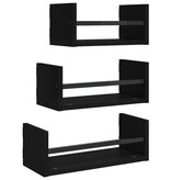 VidaXL 3-delige Wandschappenset met stangen bewerkt hout zwart