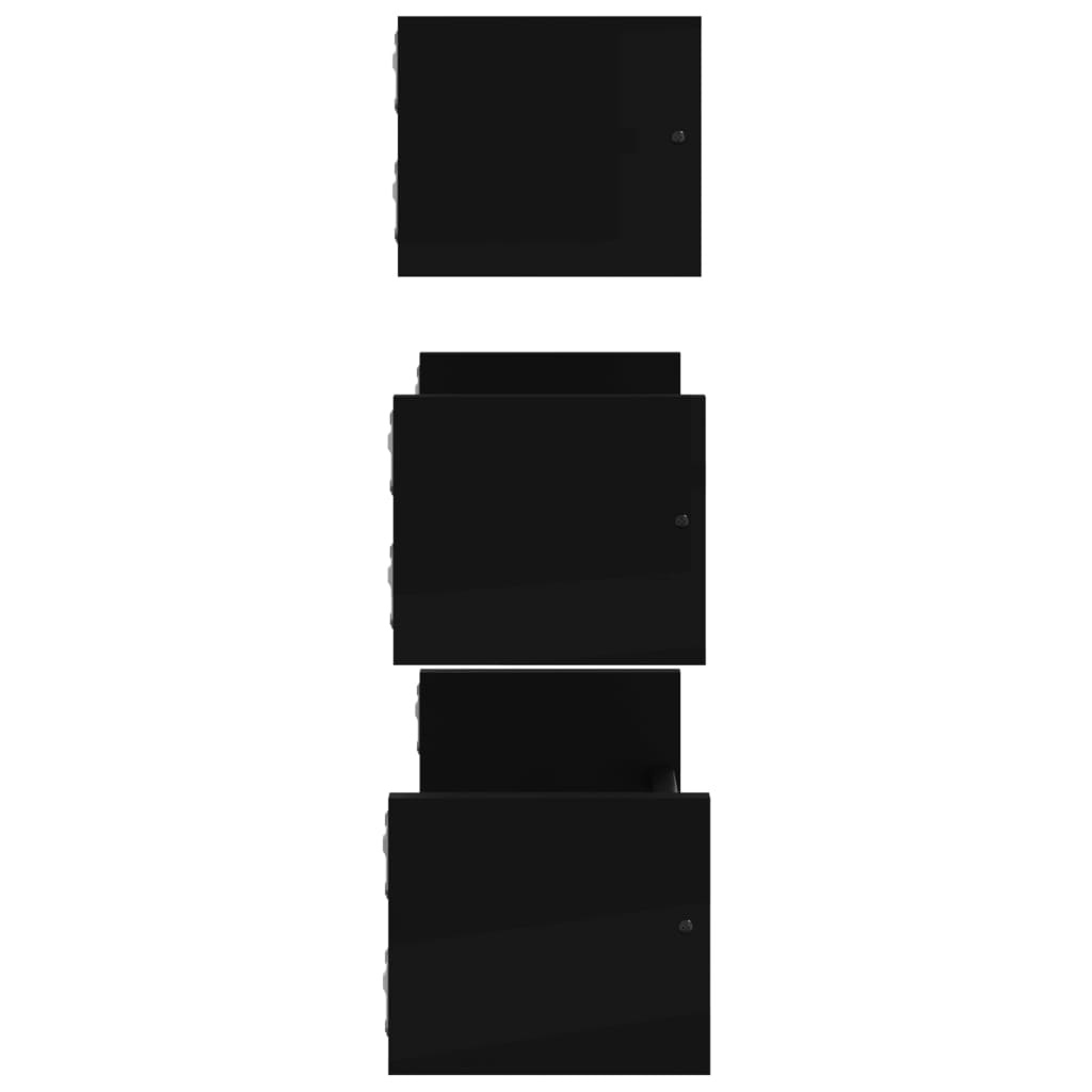 VidaXL 3-delige Wandschappenset met stangen bewerkt hout zwart