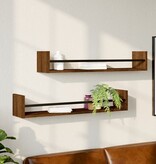 VidaXL Wandschappen met stangen 2 st 80x16x14 cm bruin eikenkleur