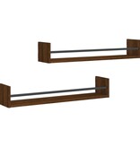 VidaXL Wandschappen met stangen 2 st 80x16x14 cm bruin eikenkleur