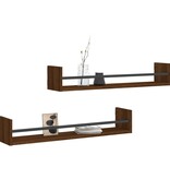VidaXL Wandschappen met stangen 2 st 80x16x14 cm bruin eikenkleur