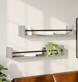 VidaXL Wandschappen met stangen 2 st 80x16x14 cm grijs sonoma