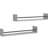 VidaXL Wandschappen met stangen 2 st 80x16x14 cm grijs sonoma