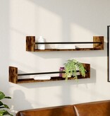 VidaXL Wandschappen met stangen 2 st 80x16x14 cm gerookt eikenkleurig