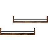 VidaXL Wandschappen met stangen 2 st 80x16x14 cm gerookt eikenkleurig