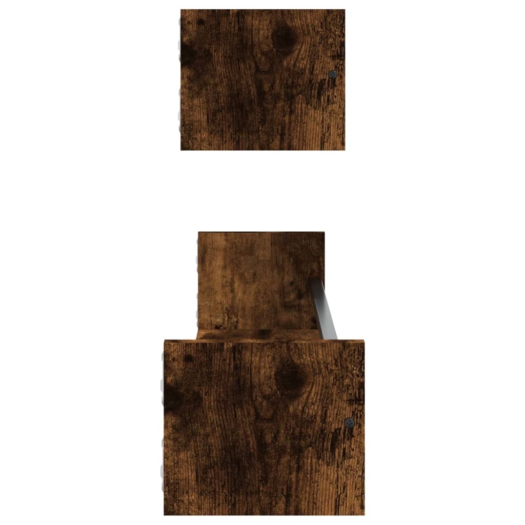 VidaXL Wandschappen met stangen 2 st 80x16x14 cm gerookt eikenkleurig
