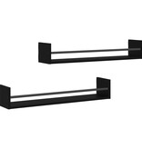 VidaXL Wandschappen met stangen 2 st 80x16x14 cm zwart