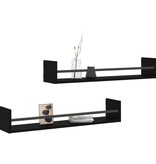 VidaXL Wandschappen met stangen 2 st 80x16x14 cm zwart