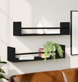 VidaXL Wandschappen met stangen 2 st 60x16x14 cm zwart